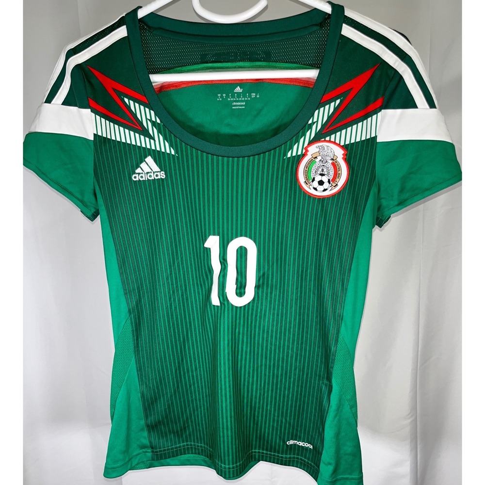 Adidas Mexico Soccer Jersey G. Dos Santos 10 Green Climacool Womens Small FMF